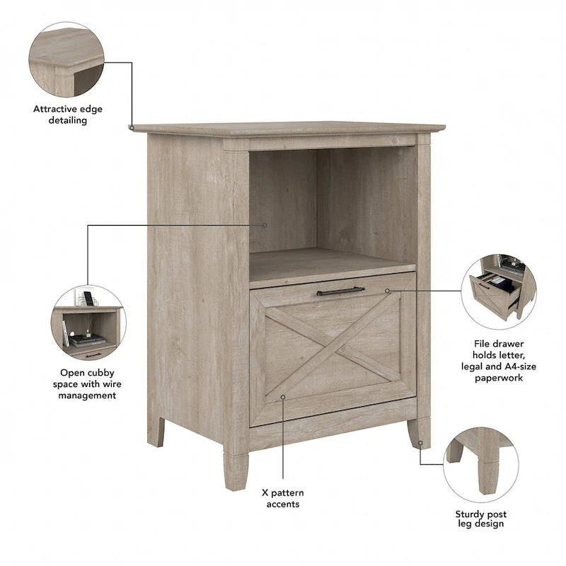 Caisson de rangement latéral à étagères