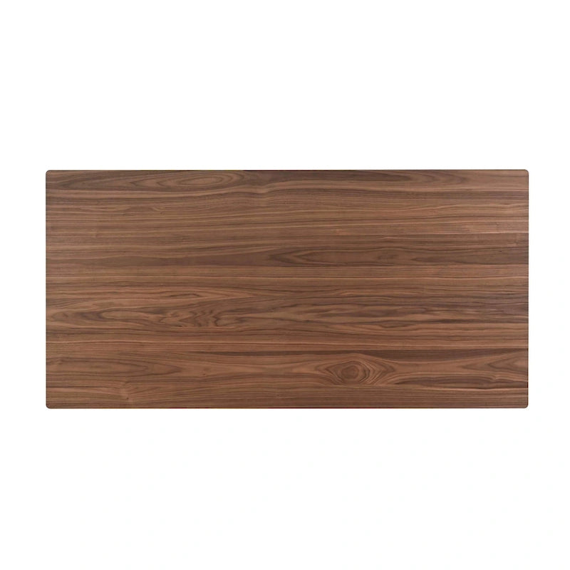 Table de salle à manger, 180 cm, pieds inclinés rétro, bois d'hévéa massif marron