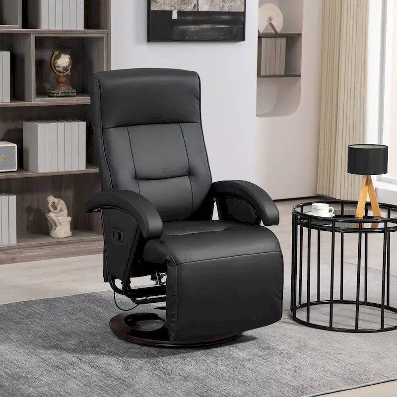 Modern Lounge Chair PU Leather Swivel Recliner Chair Padded Armchair with Footrest and Adjustable Backrest