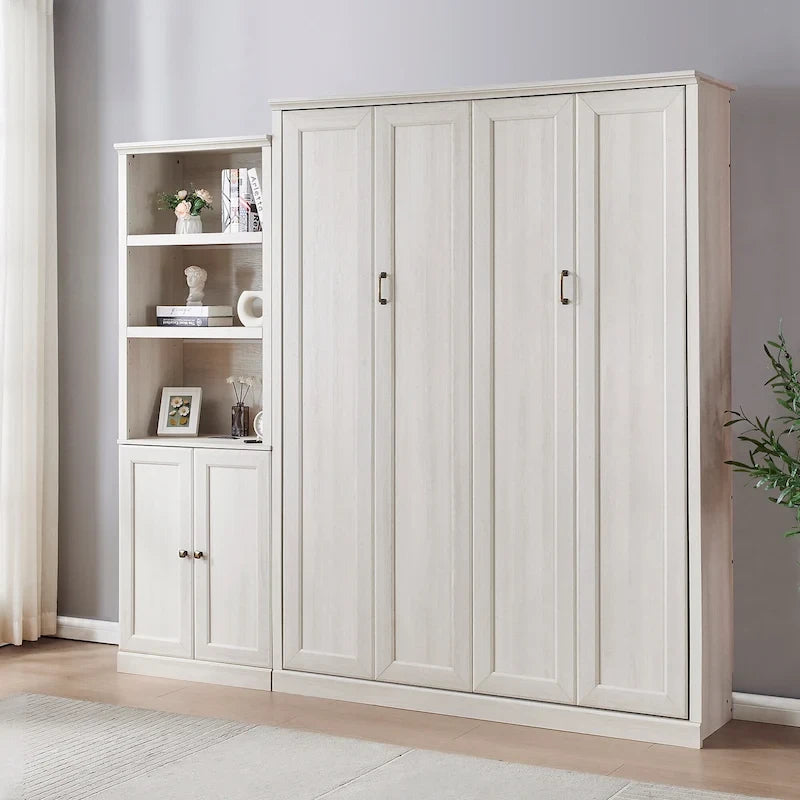 Lit escamotable moderne gain de place avec mécanisme à double piston - Lit plateforme pliable, design d'armoire convertible et dissimulée, lit en cube