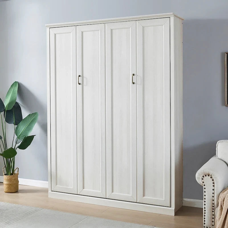 Lit escamotable moderne gain de place avec mécanisme à double piston - Lit plateforme pliable, design d'armoire convertible et dissimulée, lit en cube