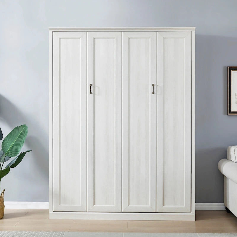 Lit escamotable moderne gain de place avec mécanisme à double piston - Lit plateforme pliable, design d'armoire convertible et dissimulée, lit en cube