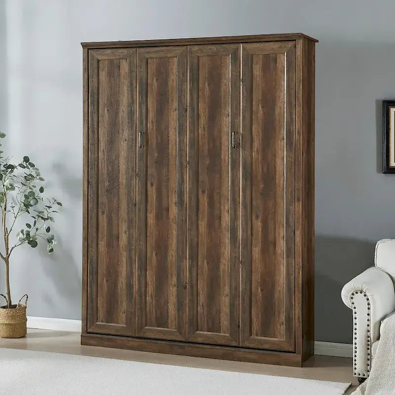 Lit escamotable moderne gain de place avec mécanisme à double piston - Lit plateforme pliable, design d'armoire convertible et dissimulée, lit en cube