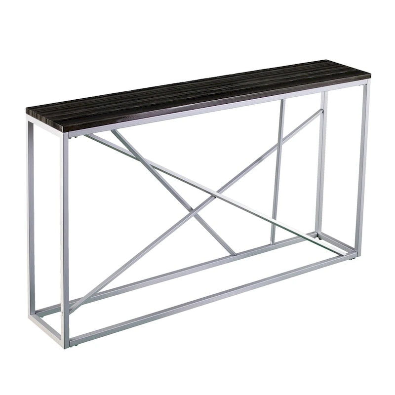 Console mince Sigrid en similicuir marbré, par SEI Furniture