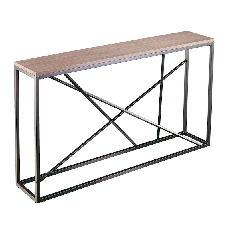 Console mince Sigrid en similicuir marbré, par SEI Furniture