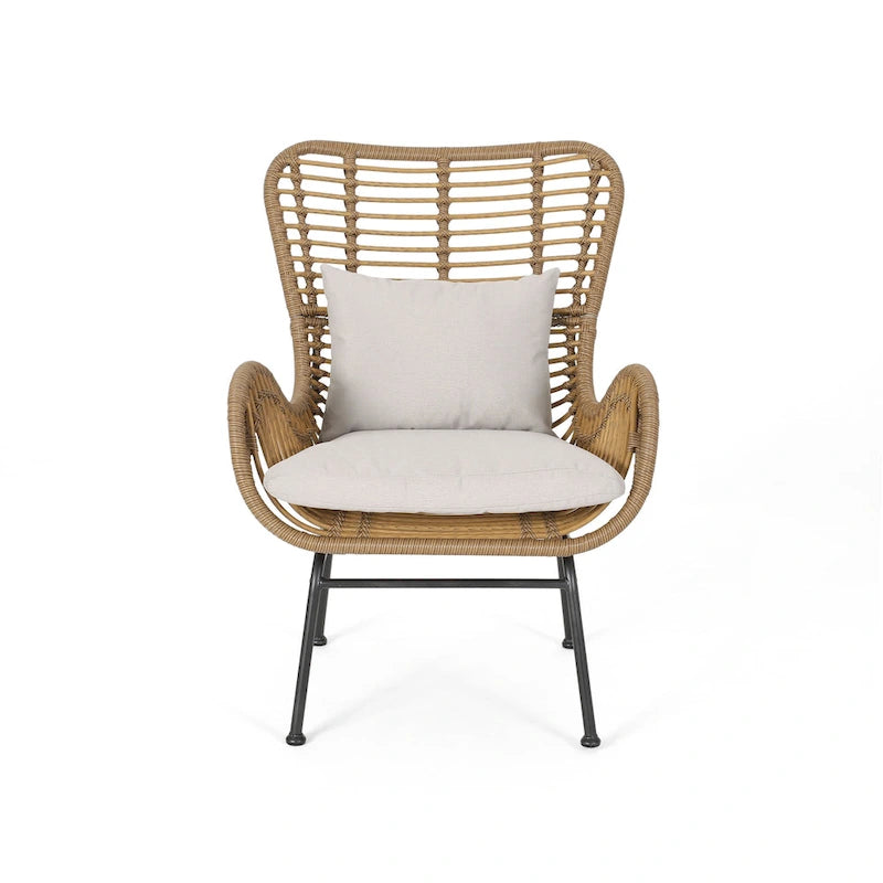 Fauteuil club en rotin pour intérieur (avec coussin, lot de 2)