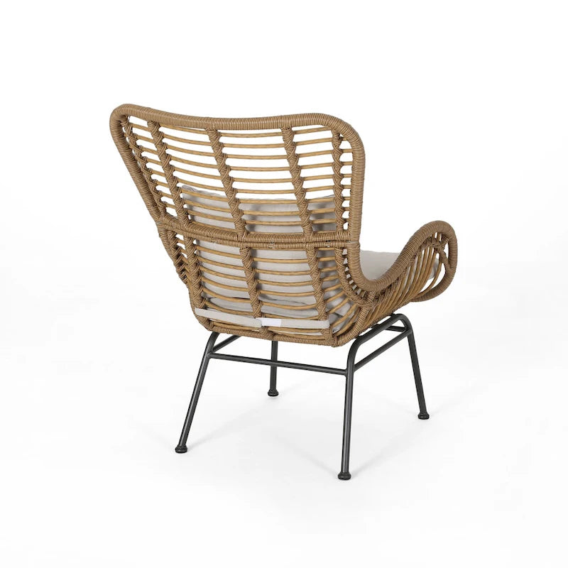 Fauteuil club en rotin pour intérieur (avec coussin, lot de 2)