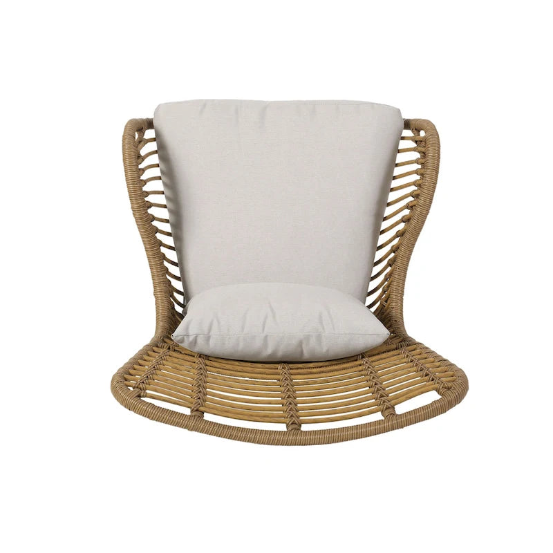 Fauteuil club en rotin pour intérieur (avec coussin, lot de 2)