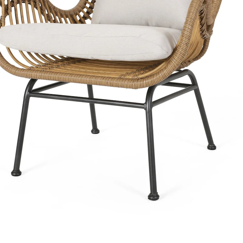 Fauteuil club en rotin pour intérieur (avec coussin, lot de 2)