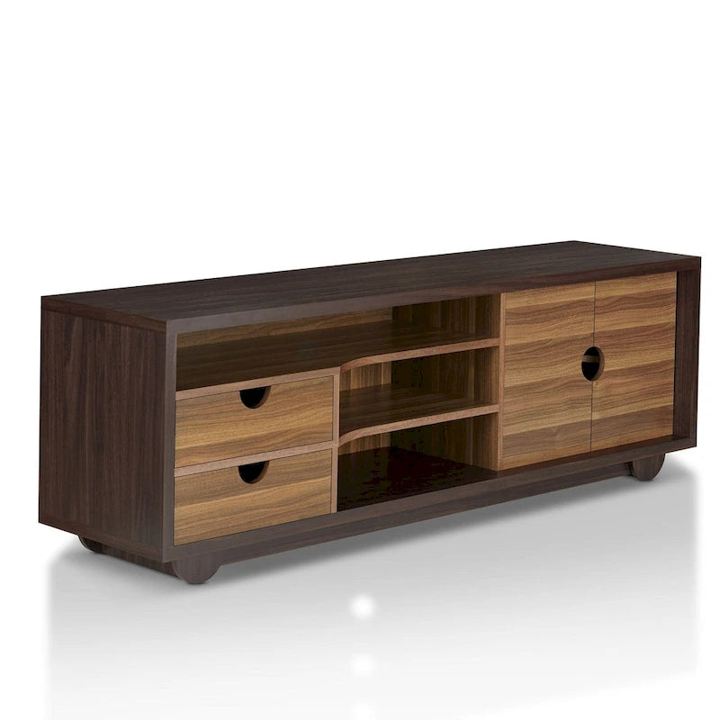 Meuble TV contemporain marron de 63 pouces avec rangement