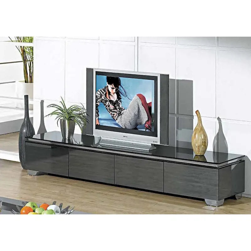 Creative Images Grey and Mirrored Glass TV Entertainment Stand