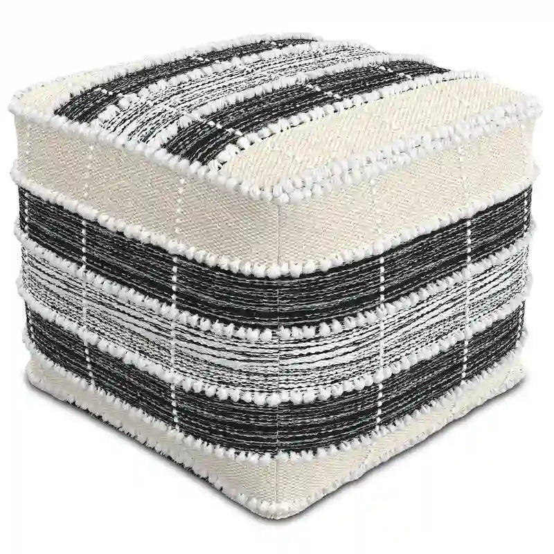 Pouf carré, garnissage polystyrène, blanc, beige, noir