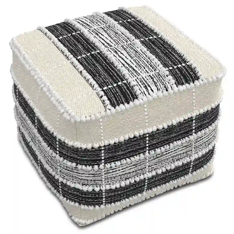 Pouf carré, garnissage polystyrène, blanc, beige, noir