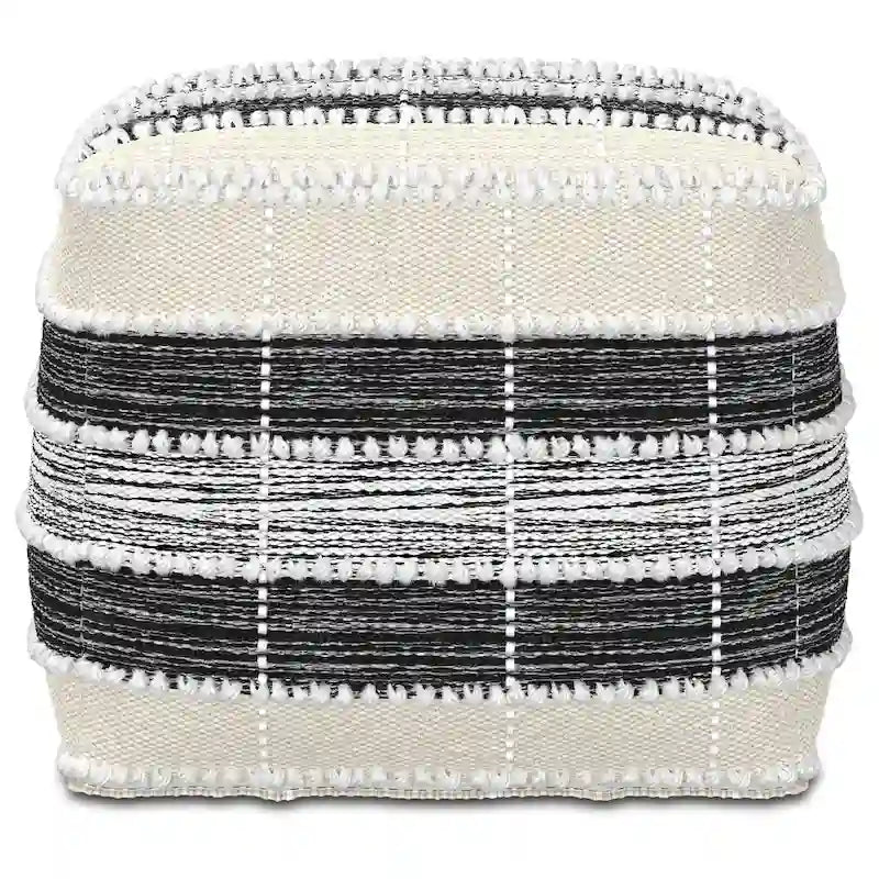 Pouf carré, garnissage polystyrène, blanc, beige, noir