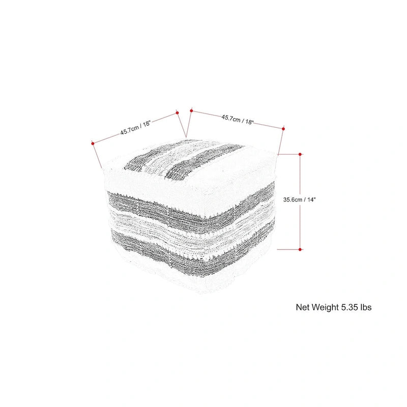 Pouf carré, garnissage polystyrène, blanc, beige, noir