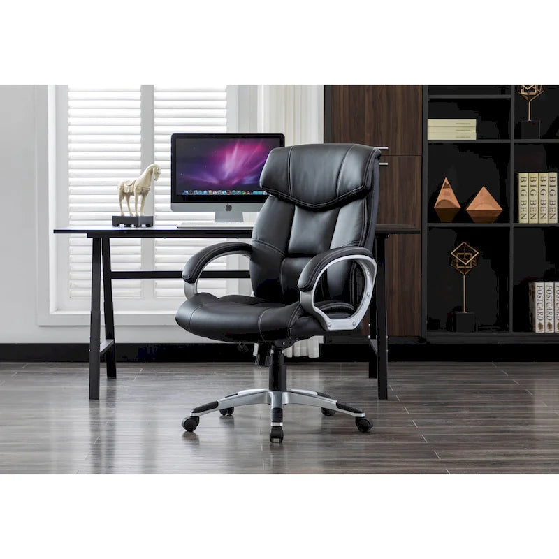 Porthos Home Novak Executive Office Chair, PU Leather, Roller Wheels