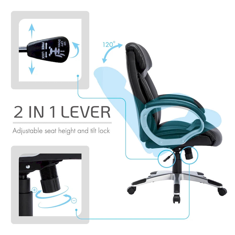 Chaise de bureau de direction, similicuir, avec roulettes