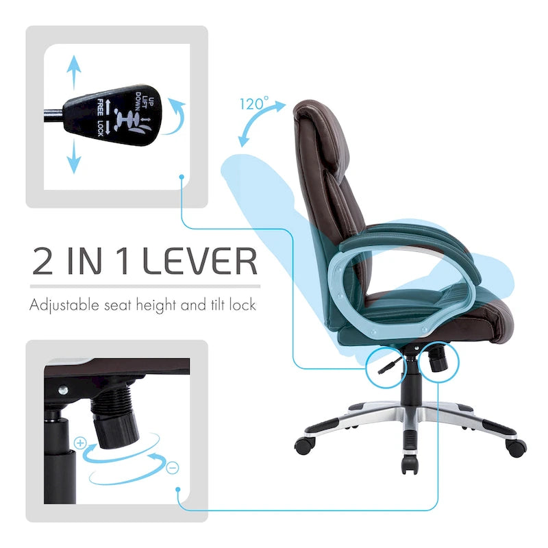 Chaise de bureau de direction, similicuir, avec roulettes