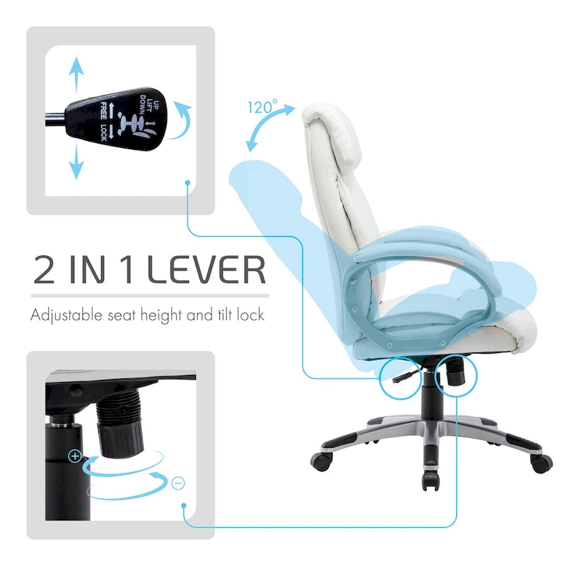 Chaise de bureau de direction, similicuir, avec roulettes