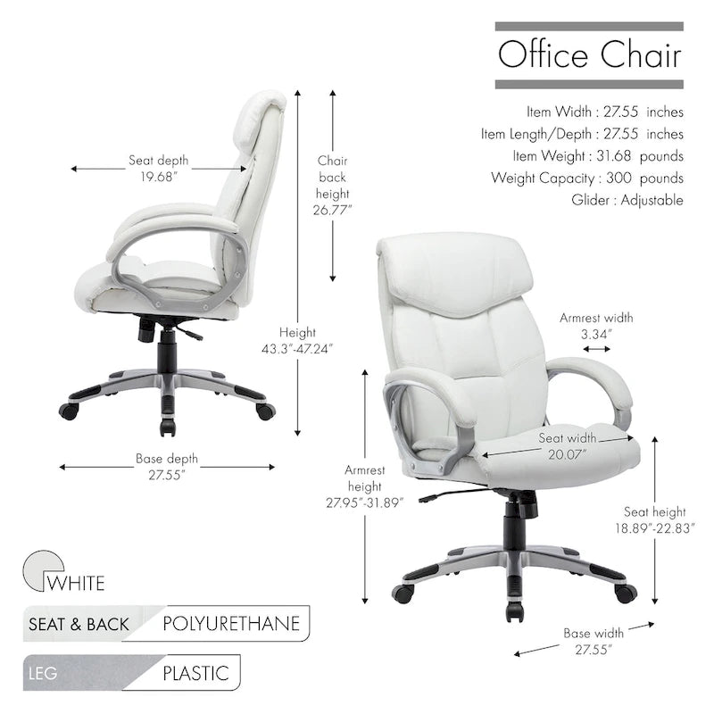 Chaise de bureau de direction, similicuir, avec roulettes