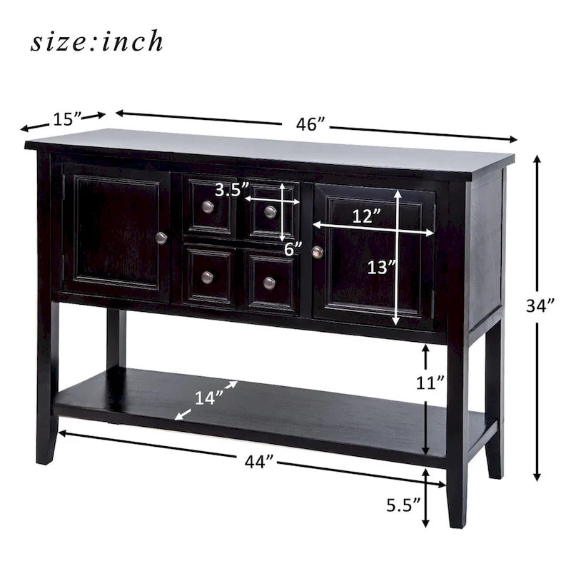 Buffet console de style rétro, série Cambridge