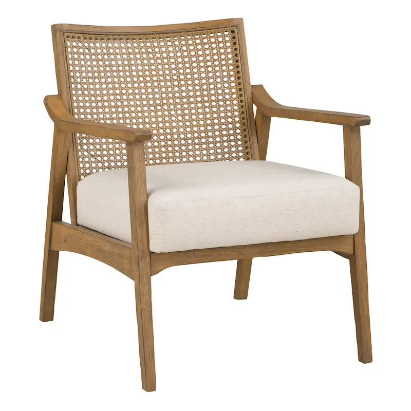 Fauteuil rustique en bois massif avec dossier en cannage