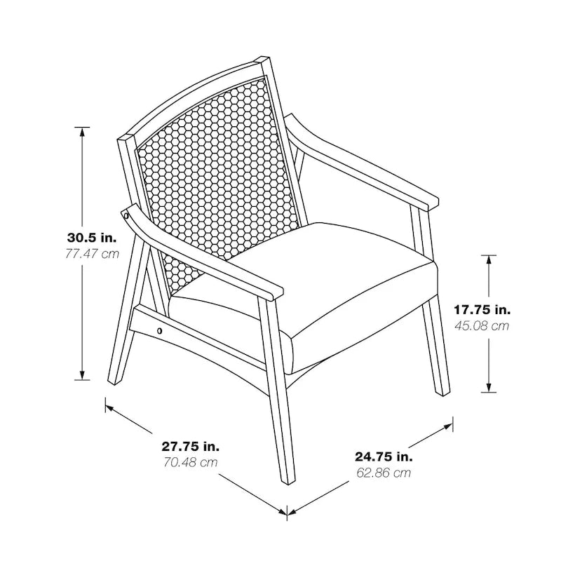 Fauteuil rustique en bois massif avec dossier en cannage