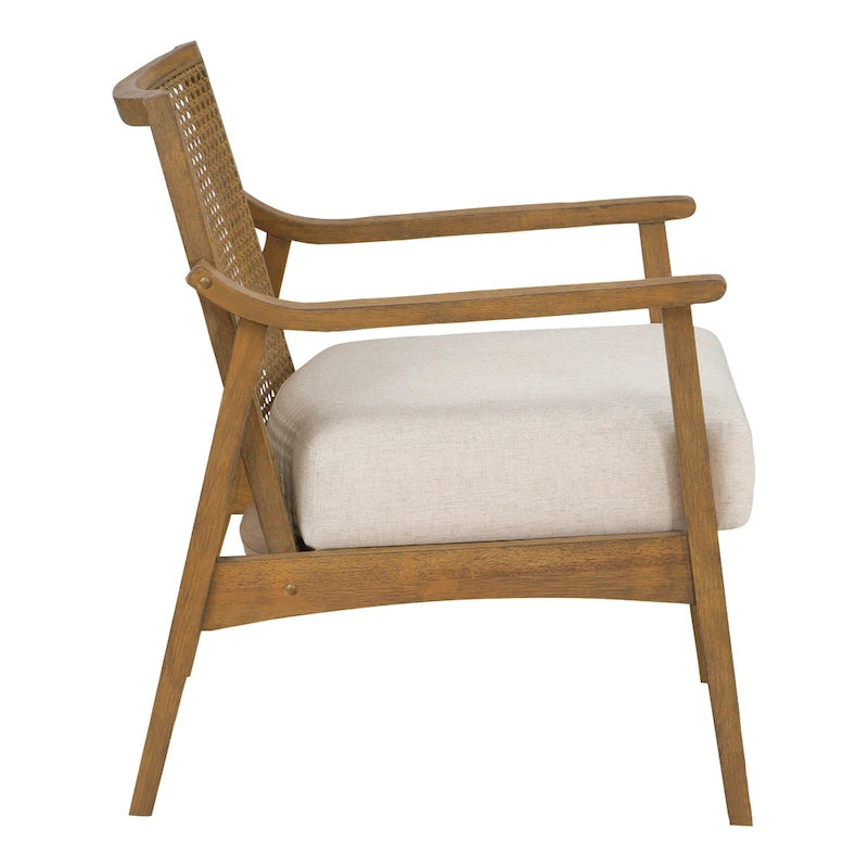 Fauteuil rustique en bois massif avec dossier en cannage