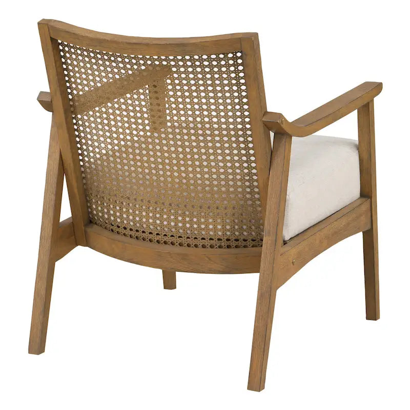 Fauteuil rustique en bois massif avec dossier en cannage