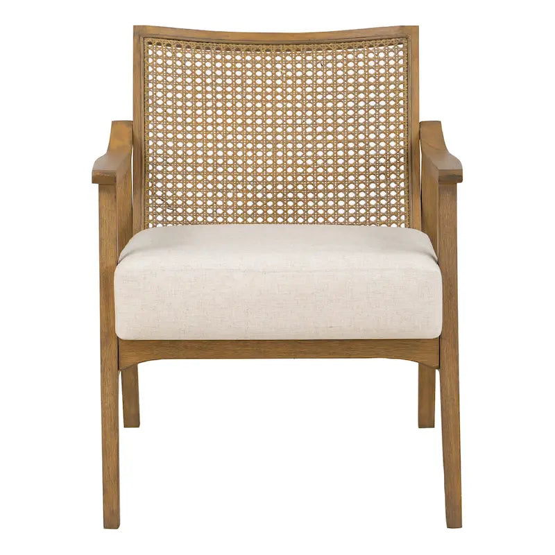 Fauteuil rustique en bois massif avec dossier en cannage