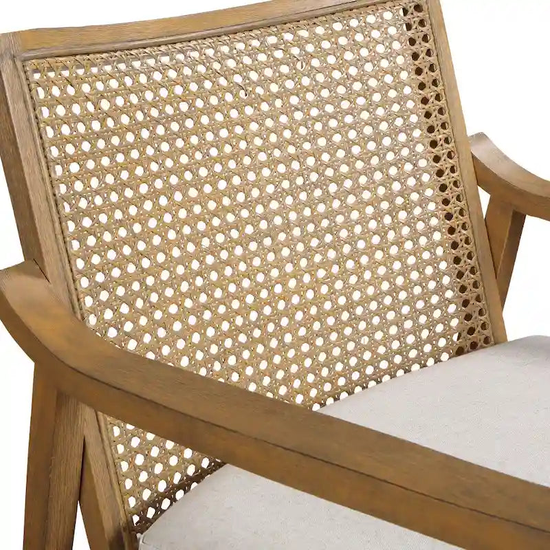 Fauteuil rustique en bois massif avec dossier en cannage