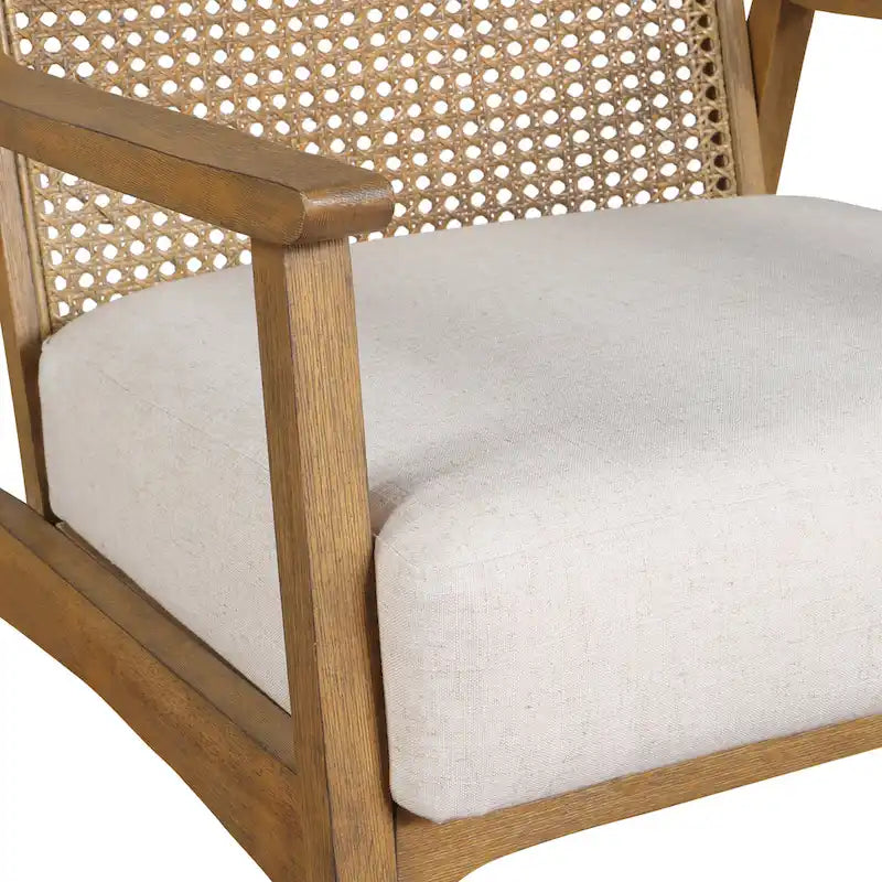 Fauteuil rustique en bois massif avec dossier en cannage