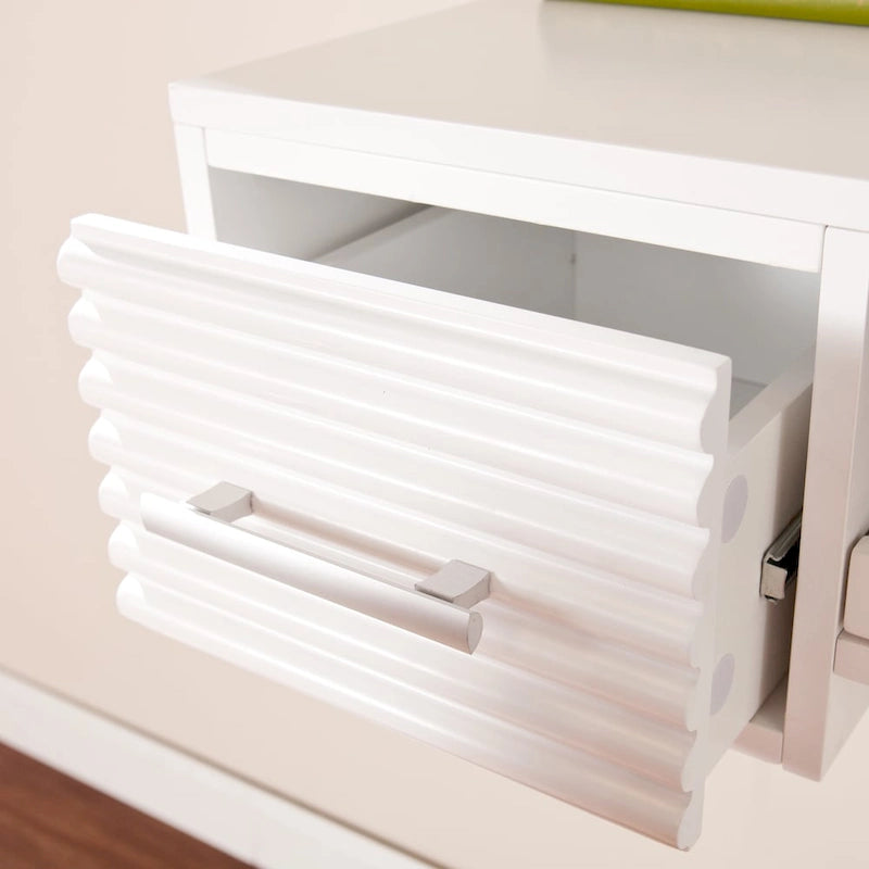 Bureau mural suspendu blanc de style moderne avec deux tiroirs