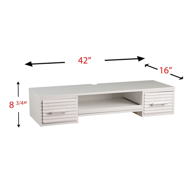 Bureau mural suspendu blanc de style moderne avec deux tiroirs