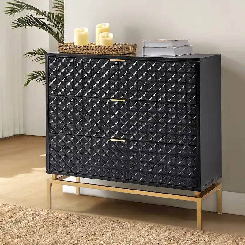 Meuble de rangement de 31 pouces de style milieu du siècle avec base en métal
