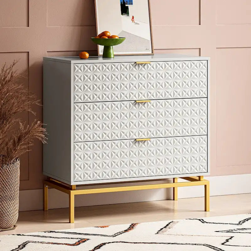 Meuble de rangement de 31 pouces de style milieu du siècle avec base en métal