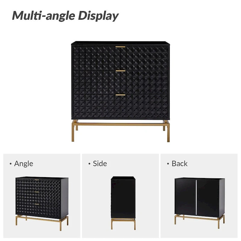 Meuble de rangement de 31 pouces de style milieu du siècle avec base en métal