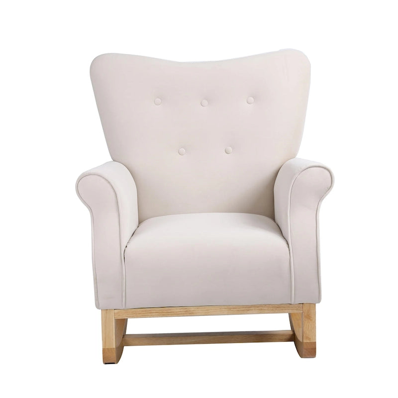 Fauteuil à bascule capitonné à dossier haut