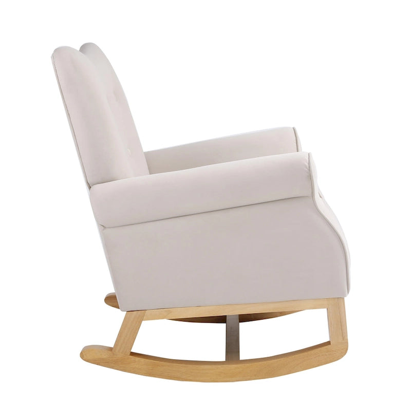 Fauteuil à bascule capitonné à dossier haut