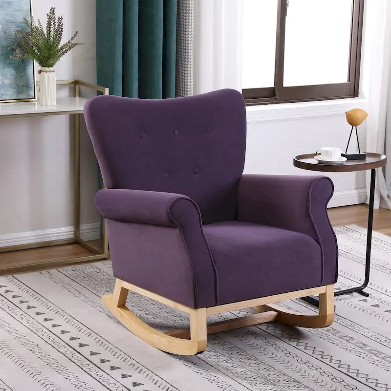 Fauteuil à bascule capitonné à dossier haut