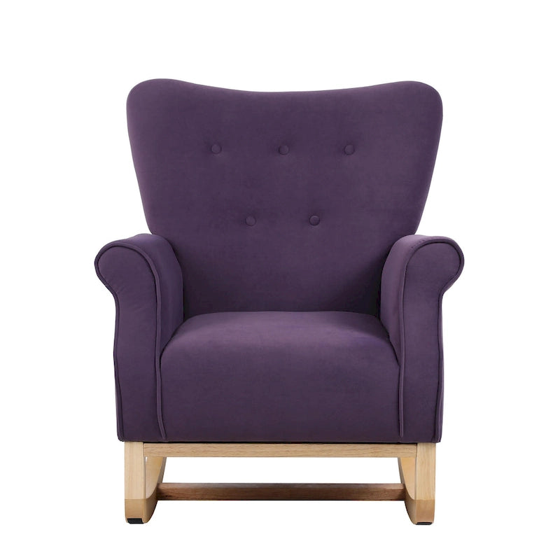 Fauteuil à bascule capitonné à dossier haut