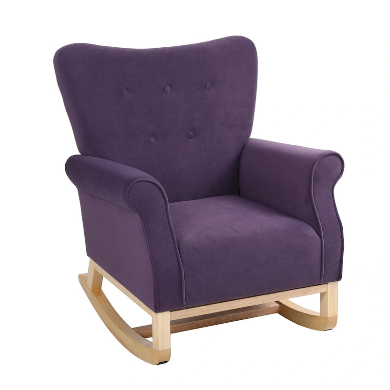 Fauteuil à bascule capitonné à dossier haut