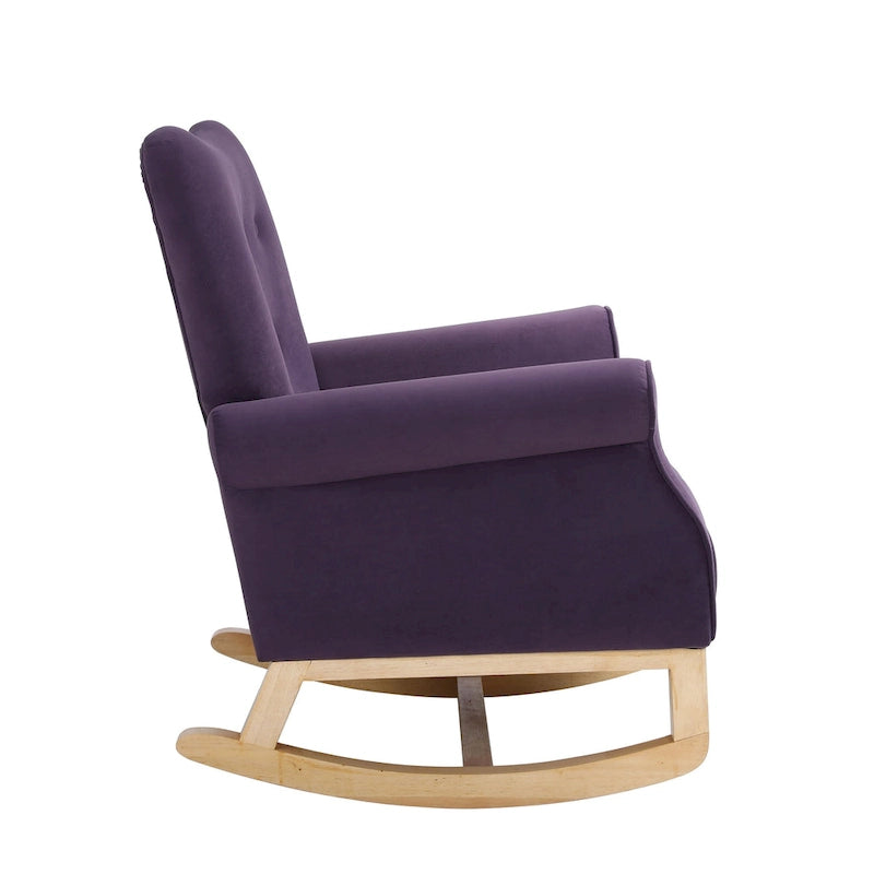Fauteuil à bascule capitonné à dossier haut