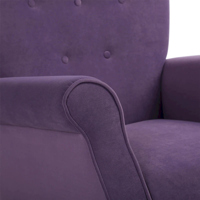 Fauteuil à bascule capitonné à dossier haut