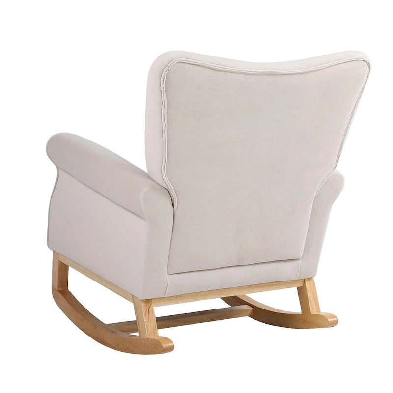 Fauteuil à bascule capitonné à dossier haut