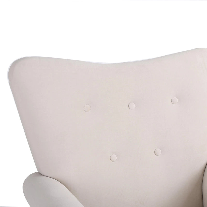 Fauteuil à bascule capitonné à dossier haut