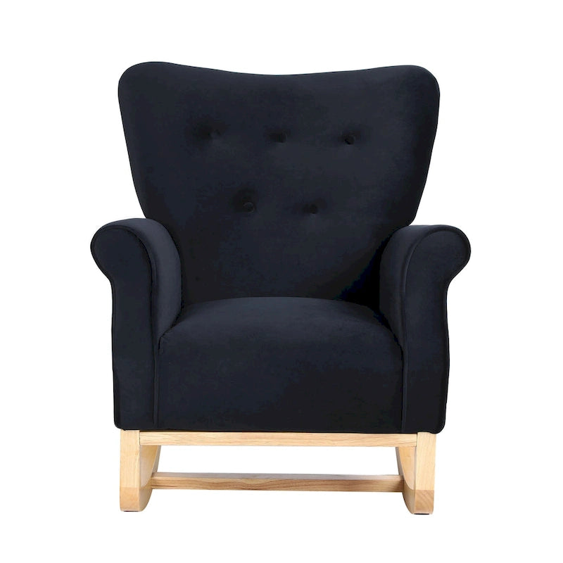 Fauteuil à bascule capitonné à dossier haut