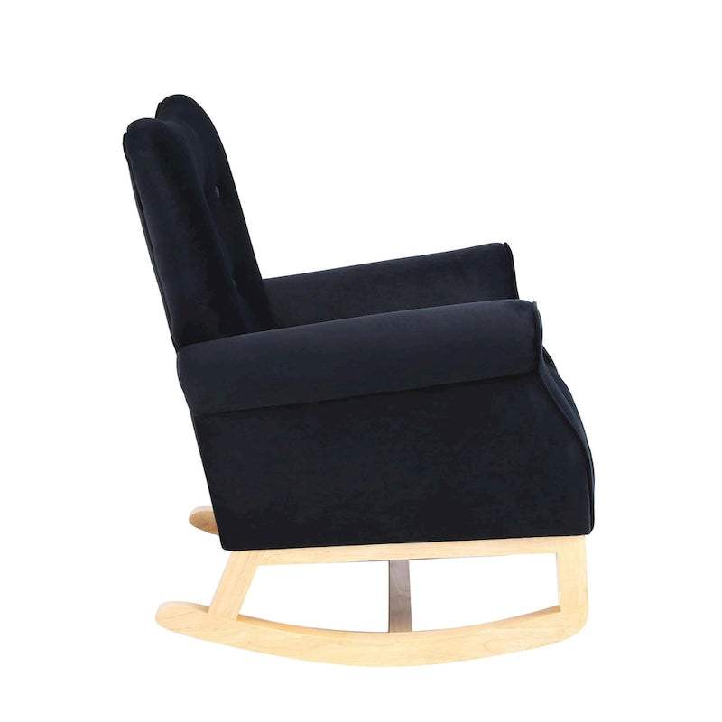 Fauteuil à bascule capitonné à dossier haut