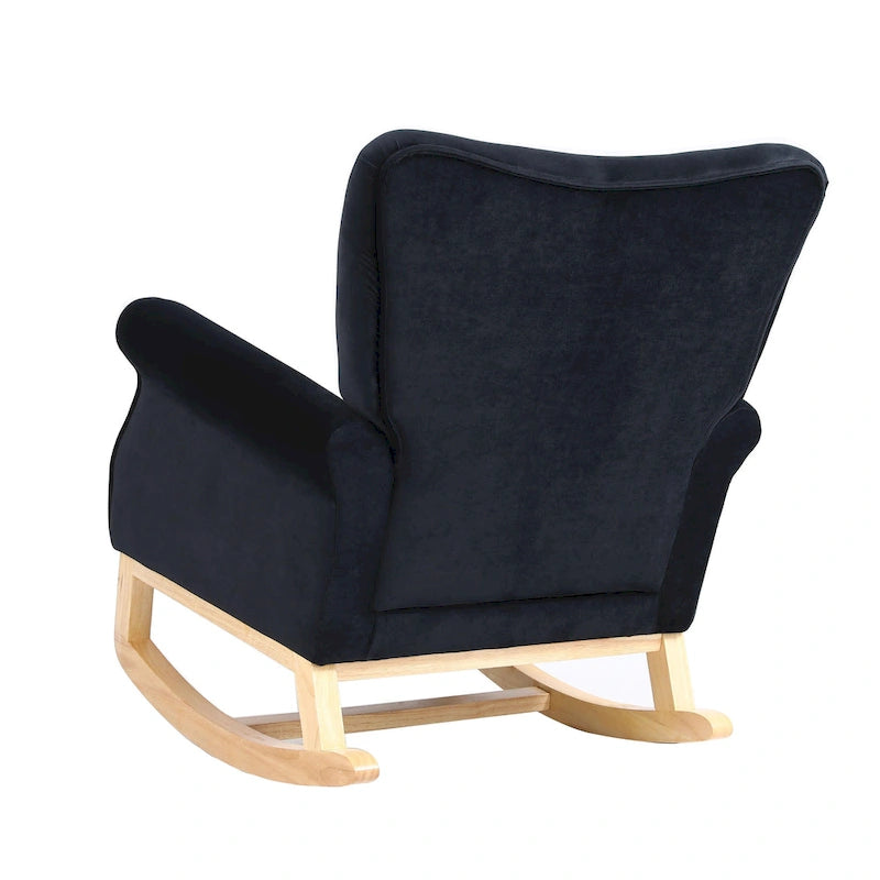Fauteuil à bascule capitonné à dossier haut