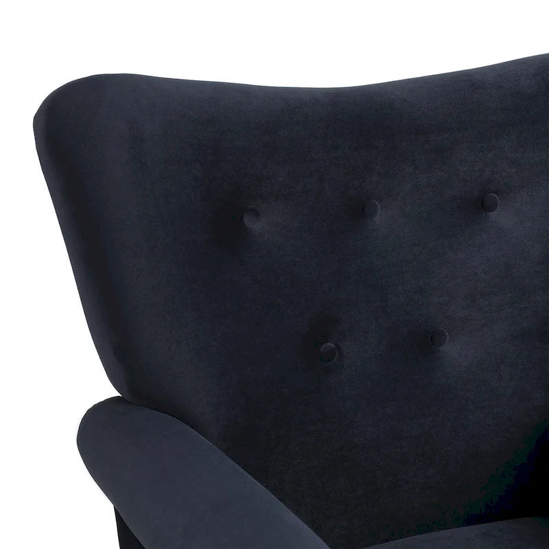 Fauteuil à bascule capitonné à dossier haut